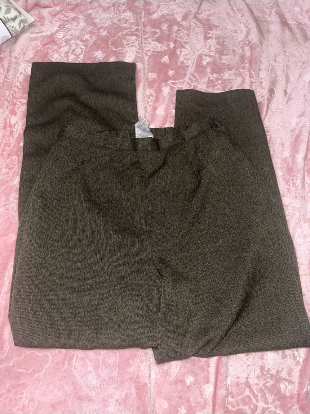 High-Rise Olive Straight-Leg Women's Trousers